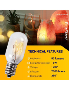 Bombilla E12 T20 15W 2700K BlueStars - Paquete de 8 2