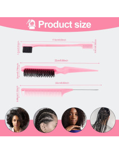 Kit de Cepillos para el Cabello SWEET VIEW - 3 Piezas Rosa 2