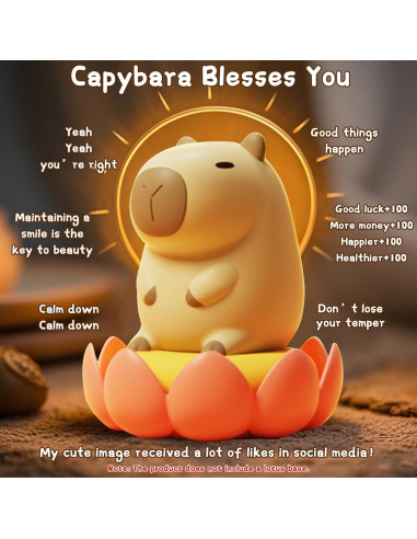 Luz Nocturna Capibara LED Acolchonada USB-C 10x9x12.8cm