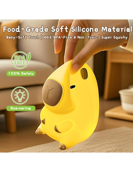 Luz Nocturna Capibara LED Acolchonada USB-C 10x9x12.8cm