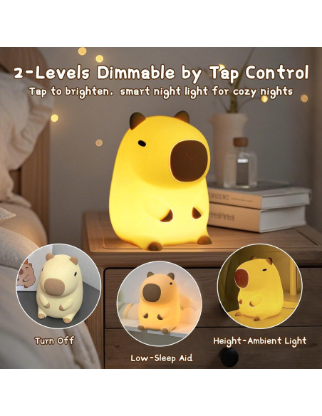 Luz Nocturna Capibara LED Acolchonada USB-C 10x9x12.8cm