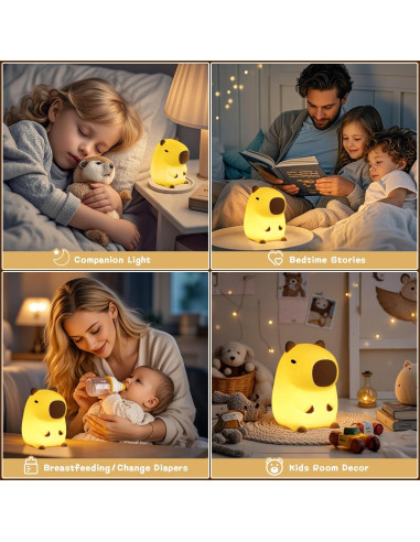 Luz Nocturna Capibara LED Acolchonada USB-C 10x9x12.8cm