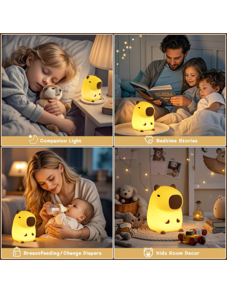 Luz Nocturna Capibara LED Acolchonada USB-C 10x9x12.8cm