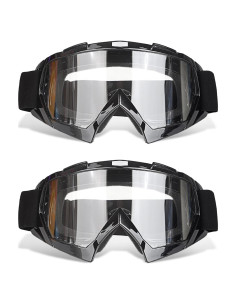 Gafas de Motocross UV 2 Paquetes - Marco Negro y Lente Clara