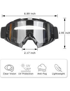 Gafas de Motocross UV 2 Paquetes - Marco Negro y Lente Clara 2