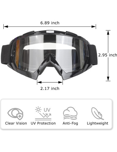 Gafas de Motocross UV 2 Paquetes - Marco Negro y Lente Clara