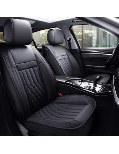 Fundas de Asiento de Coche Aierxuan 2PCS Frontal Negro Impermeable 2