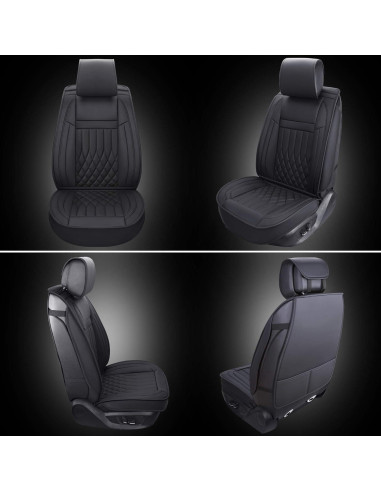 Fundas de Asiento de Coche Aierxuan 2PCS Frontal Negro Impermeable