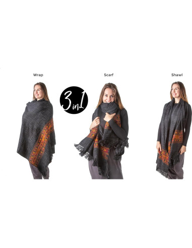 Chal de Meditación Om Shanti Crafts - Lana Vegana 213x101 cm