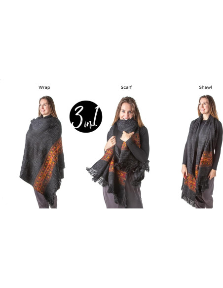 Chal de Meditación Om Shanti Crafts - Lana Vegana 213x101 cm