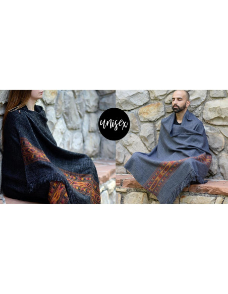 Chal de Meditación Om Shanti Crafts - Lana Vegana 213x101 cm