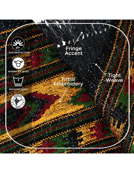 Chal de Meditación Om Shanti Crafts - Lana Vegana 213x101 cm