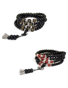 Pulsera Mala de 108 cuentas de obsidiana para meditación