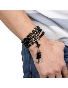 Pulsera Mala de 108 cuentas de obsidiana para meditación 2