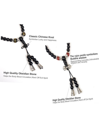 Pulsera Mala de 108 cuentas de obsidiana para meditación