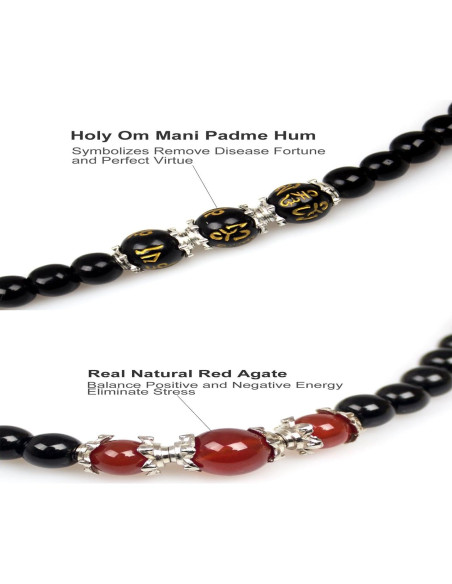 Pulsera Mala de 108 cuentas de obsidiana para meditación Pulsera Mala de 108 cuentas de obsidiana para meditación