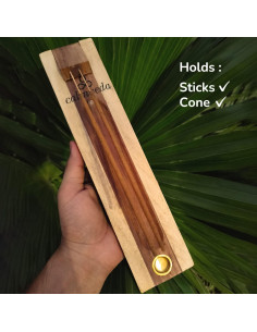 Soporte de Incienso de Madera de Rosa Calmveda 28 cm Doble Quemador 2