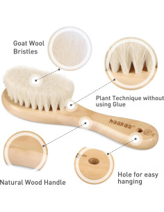 Cepillo de Cabello de Madera Haakaa para Bebés - Cerdas Naturales 2