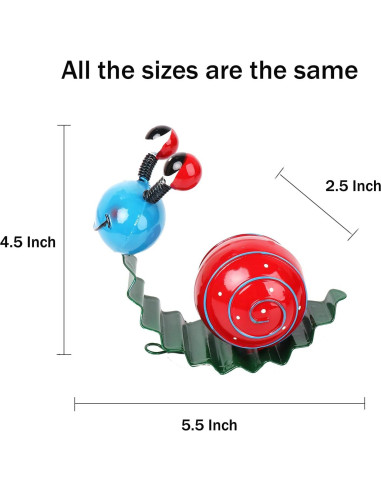 Decoración de Jardín Caracol Metal Set 2 Rojo Verde Cruis Cuka