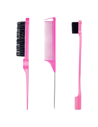 Juego de 3 Peines Estilizador Goiple - Rosa, Compacto y Portátil