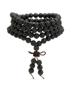 Collar de Mala Budista MILAKOO 108 Cuentas de Lava 6mm