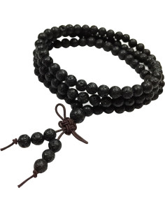 Collar de Mala Budista MILAKOO 108 Cuentas de Lava 6mm 2