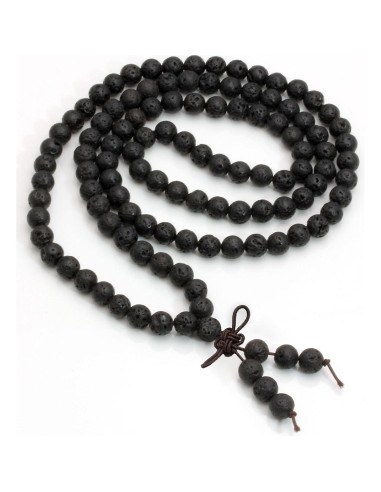 Collar de Mala Budista MILAKOO 108 Cuentas de Lava 6mm