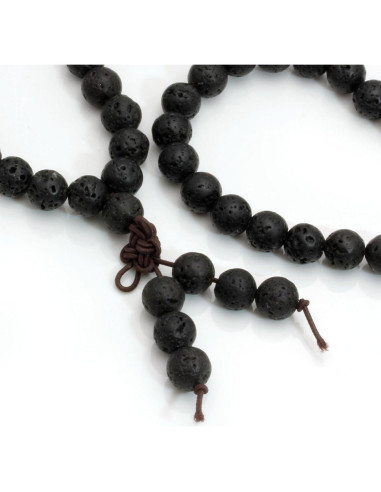 Collar de Mala Budista MILAKOO 108 Cuentas de Lava 6mm