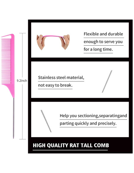 Juego de 3 Peines Estilizador Goiple - Rosa, Compacto y Portátil