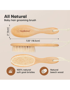 Cepillo de Cabello de Madera KeaBabies para Bebés - Suave 2