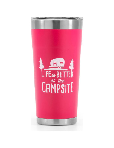 Taza Aislada Camco 20 oz Acero Inoxidable Rosa Coral