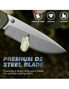 Cuchillo de bolsillo Dispatch DP8128-GN, acero D2 8.8 cm, G10 2