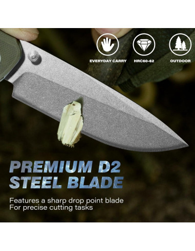 Cuchillo de bolsillo Dispatch DP8128-GN, acero D2 8.8 cm, G10