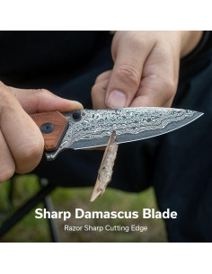 Cuchillo Plegable CIVIVI Photonix Damasco 9.4 cm Mango Madera 2