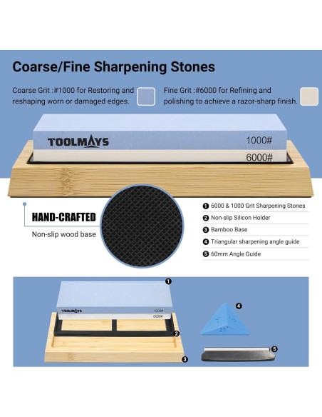 Kit de Afilado TOOLMAYS con Piedras Doble Grano 1000/6000