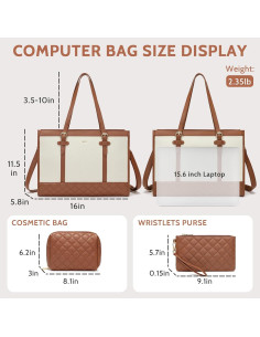 Bolsa para Laptop KEYLI 15.6" Lona Mujeres Marrón Caqui 2
