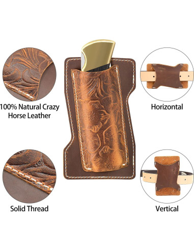 Funda de cuchillo de cuero Biobasedon Brown 02 para cinturón