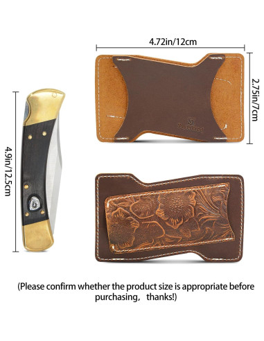 Funda de cuchillo de cuero Biobasedon Brown 02 para cinturón