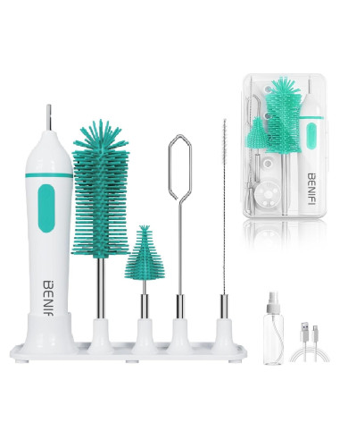 Limpiador Eléctrico de Botellas Benifi Verde con Soporte