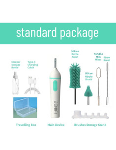 Limpiador Eléctrico de Botellas Benifi Verde con Soporte 2