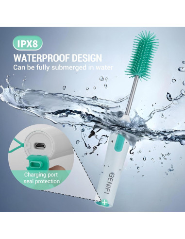 Limpiador Eléctrico de Botellas Benifi Verde con Soporte