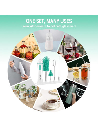 Limpiador Eléctrico de Botellas Benifi Verde con Soporte