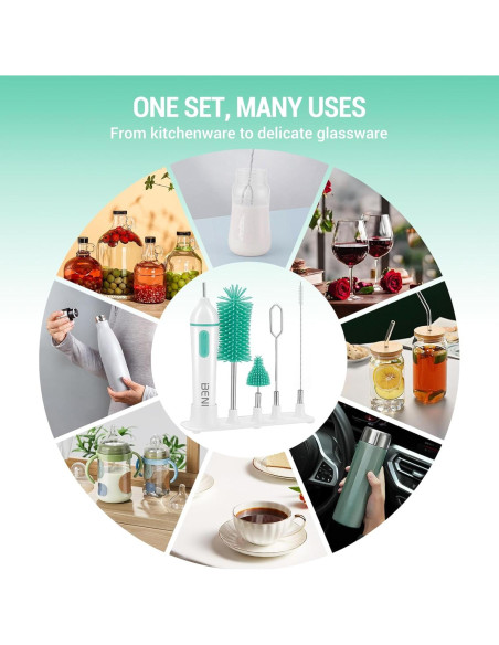 Limpiador Eléctrico de Botellas Benifi Verde con Soporte