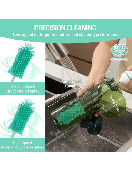 Limpiador Eléctrico de Botellas Benifi Verde con Soporte