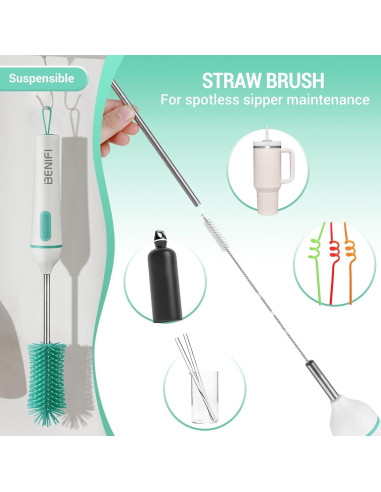 Limpiador Eléctrico de Botellas Benifi Verde con Soporte