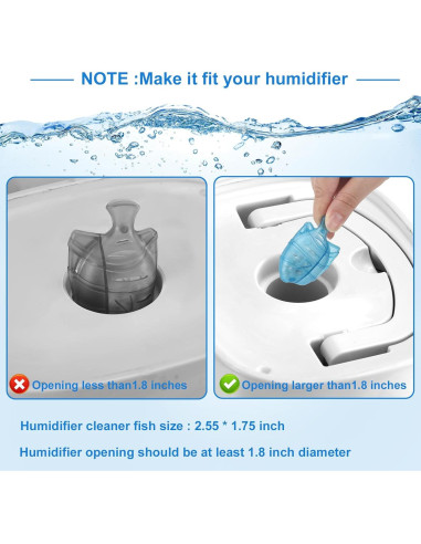 10PC Limpiador de Humidificador Pez VZZNN Universal 6.48x4.45cm