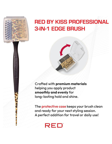 Cepillo de Bordes 3-en-1 Red by Kiss con Estuche - Jabalí