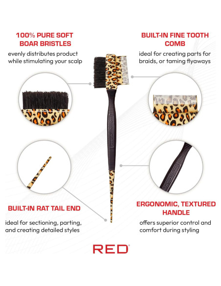 Cepillo de Bordes 3-en-1 Red by Kiss con Estuche - Jabalí