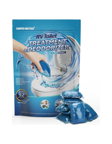 52 Paquetes Tratamiento Inodoros RV CAMPER MATTERS 30g