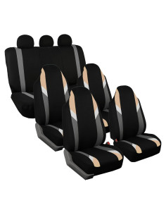Funda de Asiento Premium FH Group Beige/Negro para 7 Pasajeros